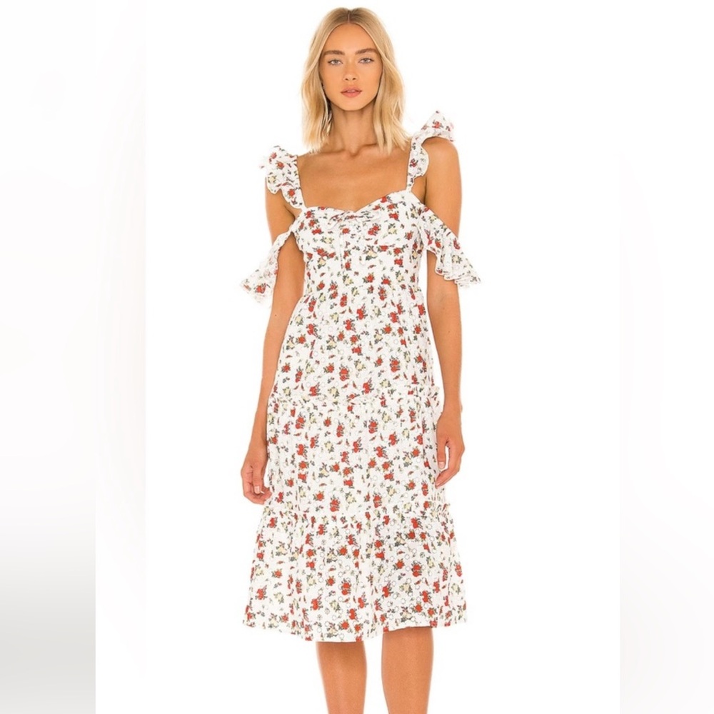 MAJORELLE white eyelet floral dress